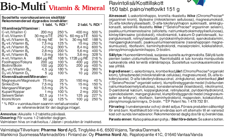 Bio-Multi Vitamin & Mineral 150tbl.