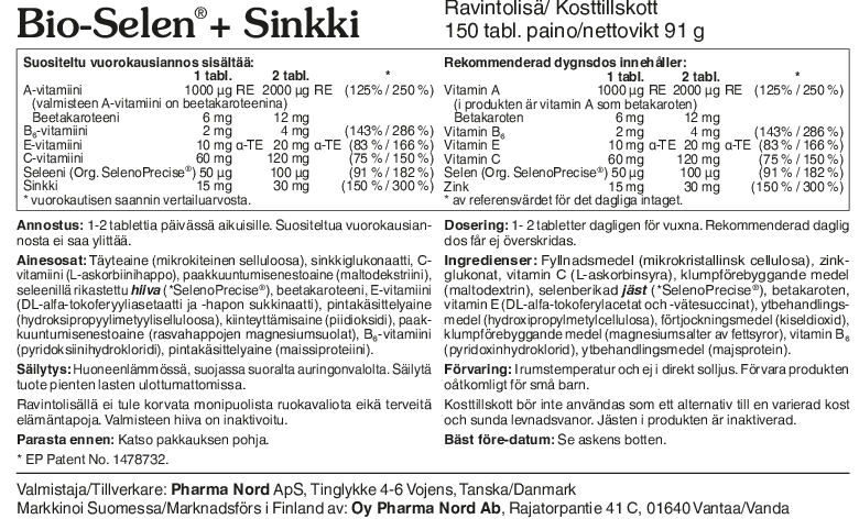 Bio-Selen+Sinkki 150 tabl.