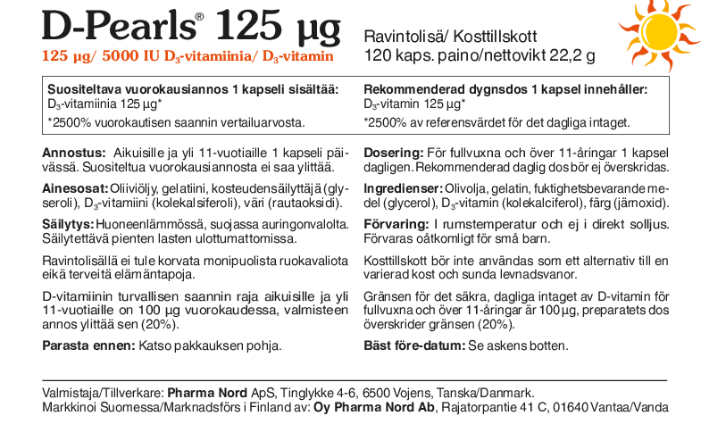 D-Pearls 125 µg EXTRA 120+40 kps.